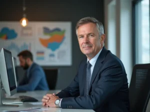 יועץ תקשורת מקצועי בסביבת משרד מודרנית